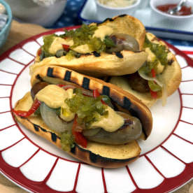 The Daly Family's Smash Cheeseburgers, Grilled Brats & Red, White and Blue Potato Salad
