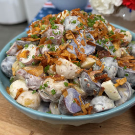 The Daly Family's Smash Cheeseburgers, Grilled Brats & Red, White and Blue Potato Salad
